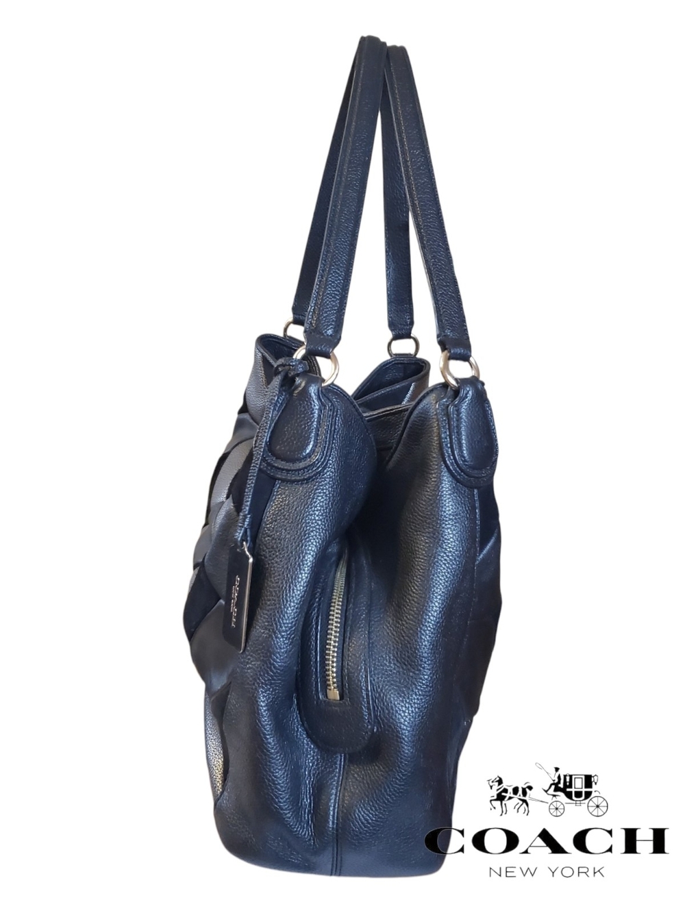 Coach Edie 31 Black Mixed Leather Suede Patchwork Shoulder Bag 36519 - Picture 4 of 16